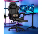 Oikiture Massage Gaming Chair Lumbar Support Height Adjustable Swivel Seat Headrest for Office Gaming