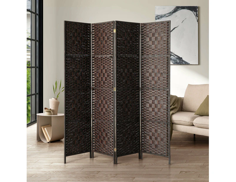 Oikiture 4 Panel Room Divider Wooden - Brown