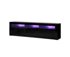 Oikiture TV Cabinet Entertainment Unit Stand RGB LED Gloss Furniture Black 180CM