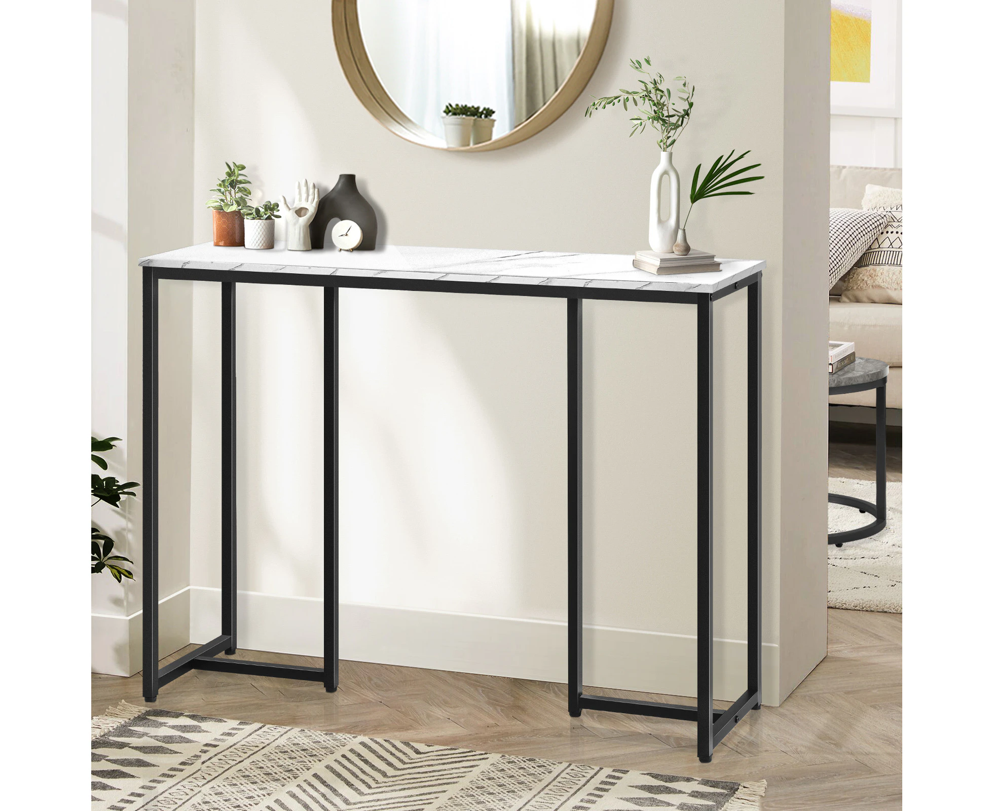 Oikiture Console Table Marble Effect