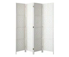 Oikiture 4 Panels Room Divider Screen Privacy Rattan Stand - White