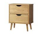 Oikiture Bedside Tables 2 Drawers Side Table Nightstand Storage Cabinet Wood