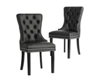 Oikiture 2x Dining Chairs Upholstered French Provincial Tufted Kitchen PU Leather