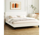 Oikiture Upholstered Platform Bed Frame Queen Size Bed Frame Boucle Fabric