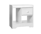 Oikiture Bedside Tables Side Table White Nightstand Storage Drawer Shelf Bedroom