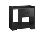 Oikiture Bedside Tables Side Table Nightstand Storage Drawer Shelf Bedroom Black