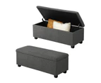 Oikiture Storage Ottoman Blanket Box Linen Fabric Arm Foot Stool Couch Large