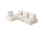 Oikiture 4PCS Modular Sofa Lounge Chair Armless TOFU Back Sherpa White