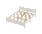 Oikiture Bed Frame Double Size Wooden Bed Frame Base White