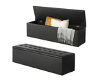 Oikiture Storage Ottoman Blanket Box Foot Stool XL Chest Toy PU Leather Black