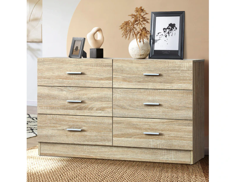 Oikiture 6 Chest of Drawers Tallboy Dresser Table Lowboy Storage Cabinet Wood