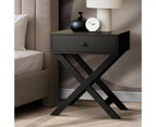 Oikiture Bedside Table Drawer Nightstand Side Table Storage Cabinet Bedroom Black