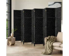 Oikiture 8 Panel Room Divider Wooden - Black