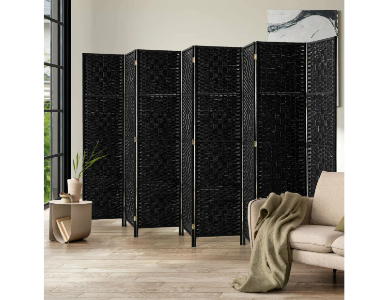 Oikiture 8 Panel Room Divider Wooden - Black