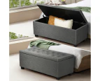 Oikiture Storage Ottoman Blanket Box Faux Linen Chest Toy Foot Stool LARGE Grey