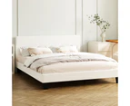 Oikiture Upholstered Platform Bed Frame King Size Bed Frame Headboard Boucle Fabric