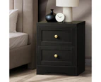 Oikiture Bedside Tables 2 Drawers Hamptons Bedroom Furniture Storage Cabinet Black