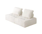 Oikiture 2PCS Modular Sofa Lounge Chair Armless TOFU Back Sherpa White