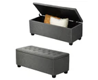 Oikiture Storage Ottoman Blanket Box Faux Linen Chest Toy Foot Stool LARGE Grey