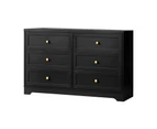 Oikiture 6 Chest of Drawers Tallboy Dresser Table Storage Cabinet Black