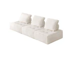 Oikiture 3PCS Modular Sofa Lounge Chair Armless TOFU Back Sherpa White