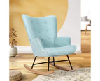 Oikiture Rocking Chair Nursing Armchair Linen Blue