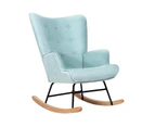 Oikiture Rocking Chair Nursing Armchair Linen Blue