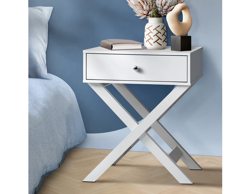 Oikiture Bedside Table White