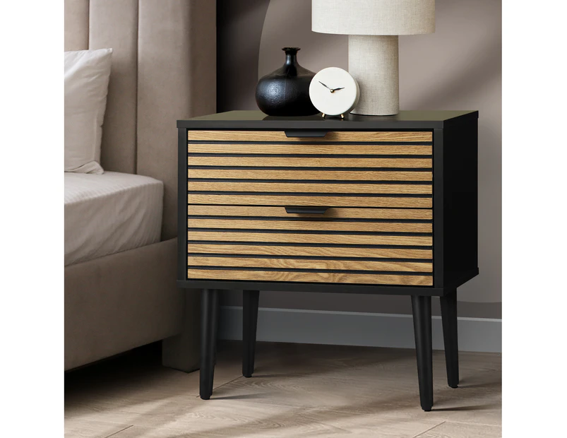 Oikiture Bedside Table Black