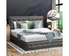 Oikiture Bed Frame Queen Size Gas Lift Base With Storage Grey Fabric