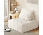 Oikiture 1PC Modular Sofa Lounge Chair Armless TOFU Back Sherpa White