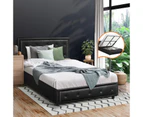 Oikiture Bed Frame King Single Size Gas Lift Base With Storage Black Leather