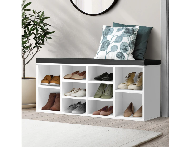 Oikiture Shoe Cabinet Bench Shoe Storage Rack PU Padded Seat Organiser Cupboard