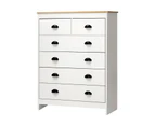 Oikiture Tallboy 6 Chest of Drawers Dresser Table Storage Cabinet Bedroom White