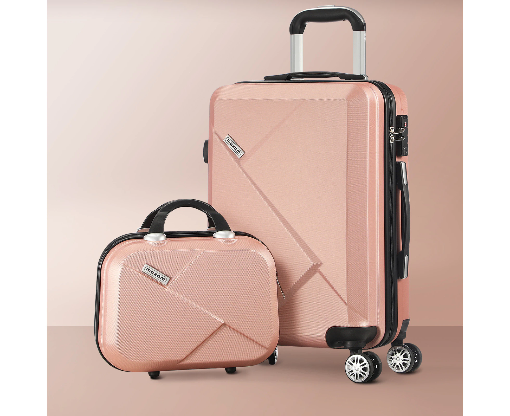 Mazam 2PCS Luggage Suitcase Trolley Set Travel TSA Lock Storage Hard Case Pink