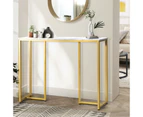 Oikiture Console Table Hallway Entry Side Tables Marble Effect Hall Display White&Gold