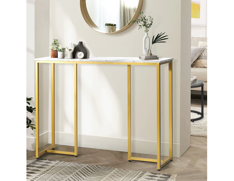 Oikiture Console Table Hallway Entry Side Tables Marble Effect Hall Display White&Gold