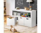 Oikiture Wooden Kids Toy Storage Box Display Organizer with Bookshelf