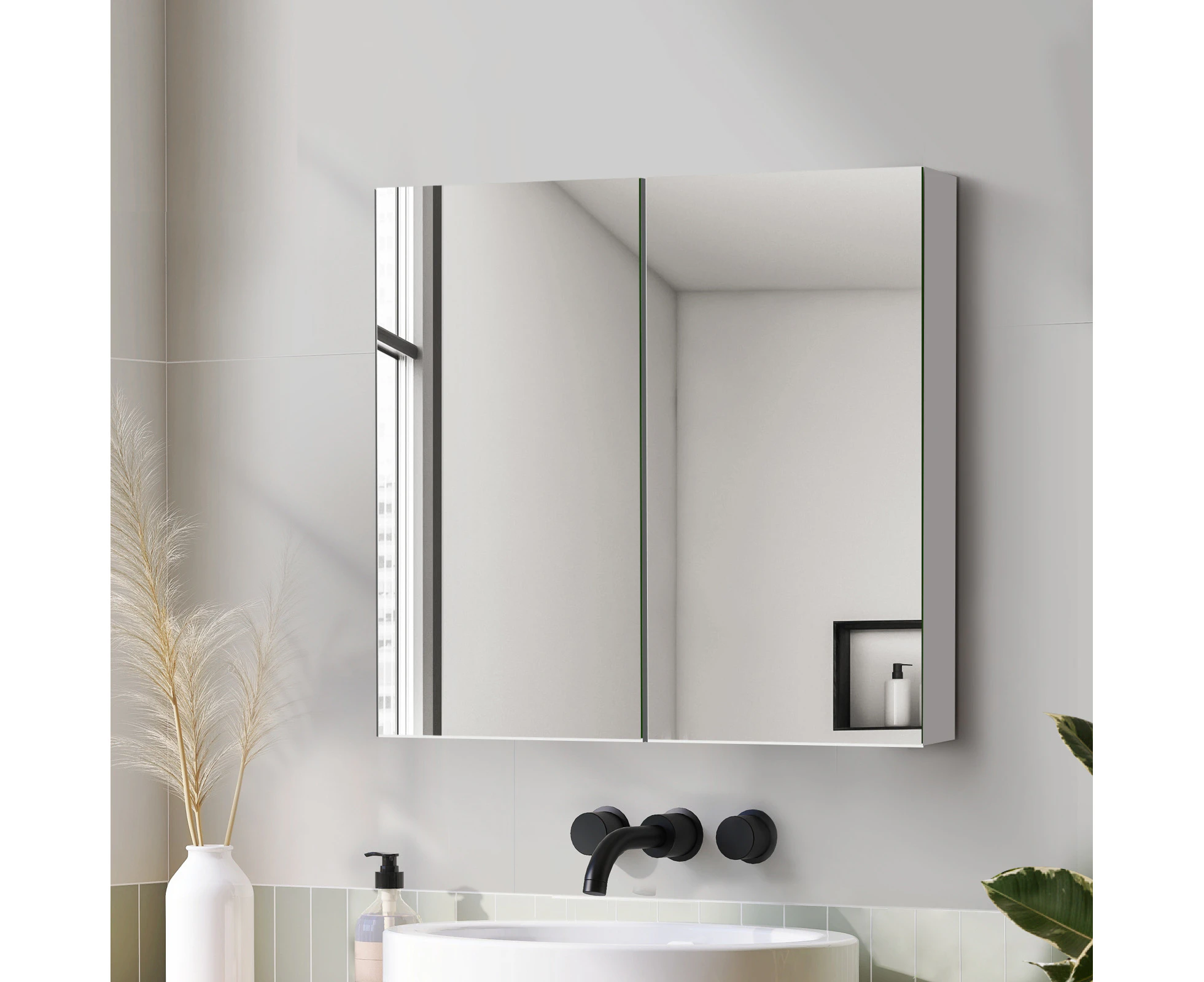 Welba Bathroom Mirror Cabinet Vanity Medicine Shaving Wall Storage 750mmx720mm