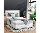 Oikiture Bed Frame King Single Size Gas Lift Base With Storage White Leather