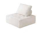 Oikiture 1PC Modular Sofa Lounge Chair Armless TOFU Back Sherpa White