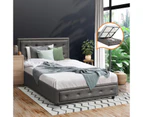 Oikiture Bed Frame King Single Size Gas Lift Base With Storage Grey Fabric