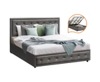 Oikiture Bed Frame King Size Gas Lift Base With Storage Grey Fabric