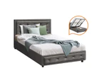 Oikiture Bed Frame King Single Size Gas Lift Base With Storage Grey Fabric