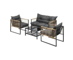 Livsip 4 Piece Outdoor Furniture Setting Garden Patio Lounge Sofa Table Chairs