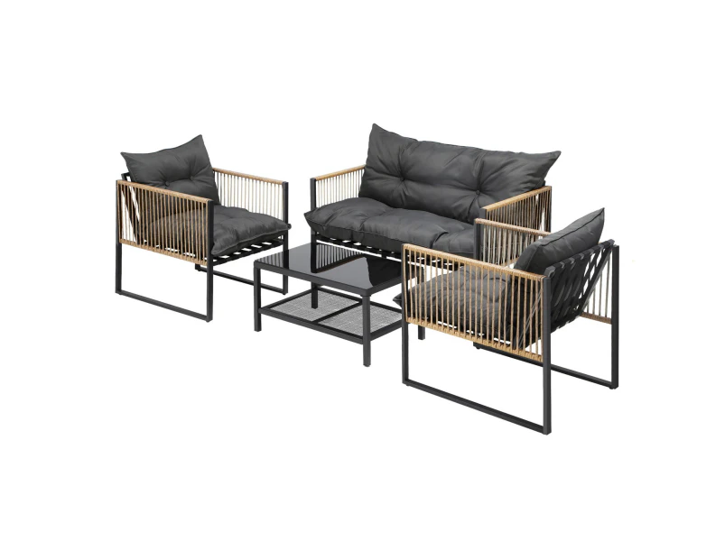 Livsip 4 Piece Outdoor Furniture Setting Garden Patio Lounge Sofa Table Chairs