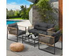 Livsip 4 Piece Outdoor Furniture Setting Garden Patio Lounge Sofa Table Chairs