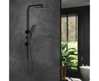 WELS 10" Rain Shower Head Set Square 3-Mode Handheld Shower Rail Set Black