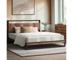 Oikiture Bed Frame Queen Size Metal Frame Wood