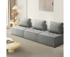 Oikiture 3PCS Modular Sofa Lounge Chair Armless TOFU  Back Linen Grey